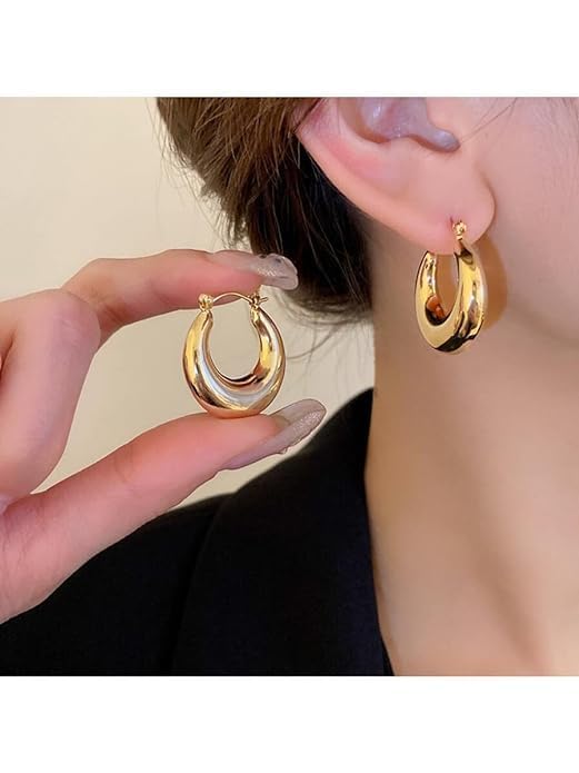 Gold-Plated Circular Hoop Earrings - Image 2