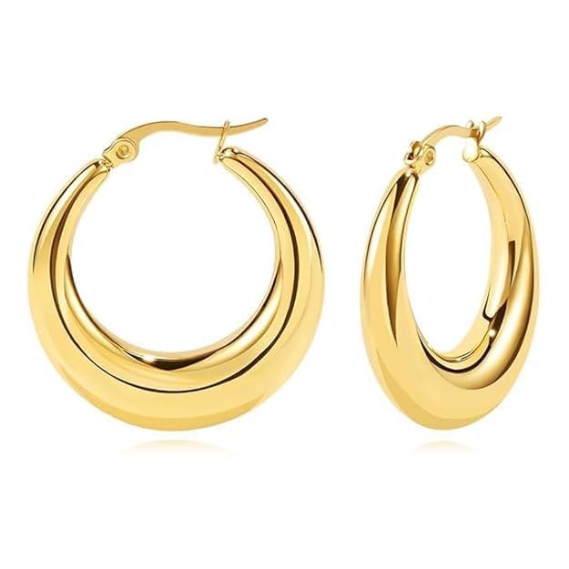 Gold-Plated Circular Hoop Earrings