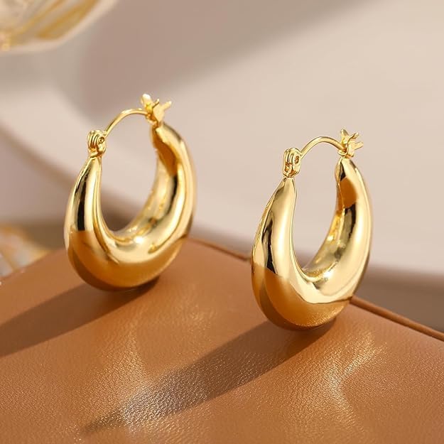 Gold-Plated Circular Hoop Earrings - Image 3